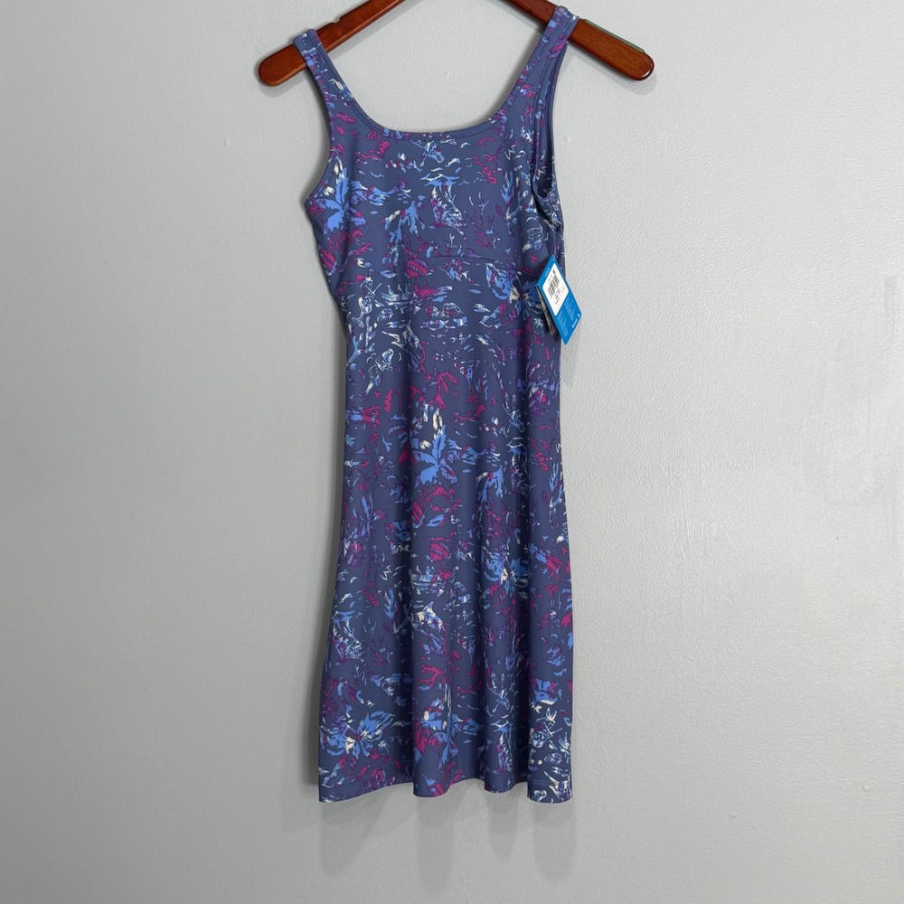 Columbia PFG Freezer III Dress Womens‎ XS Blue Purple Tropical Floral FL5039-510